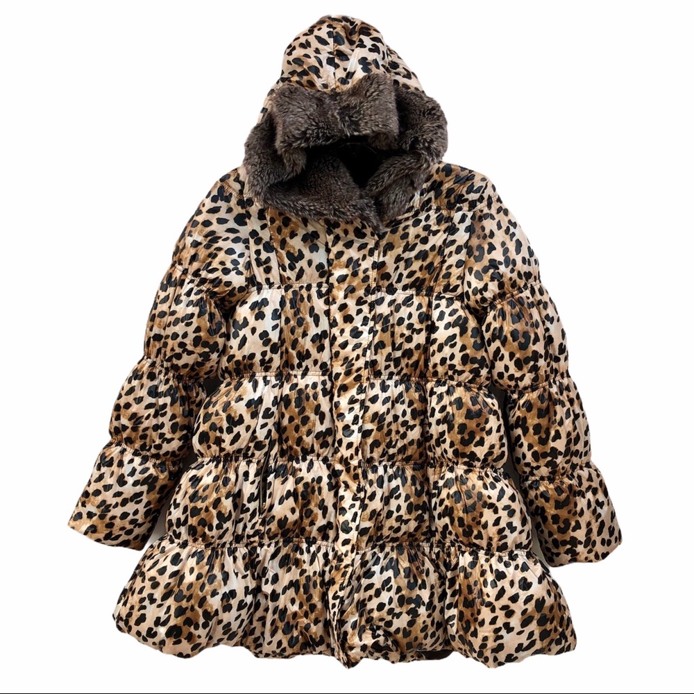 Lands’ End Leopard Print Quilted Puffer Jacket